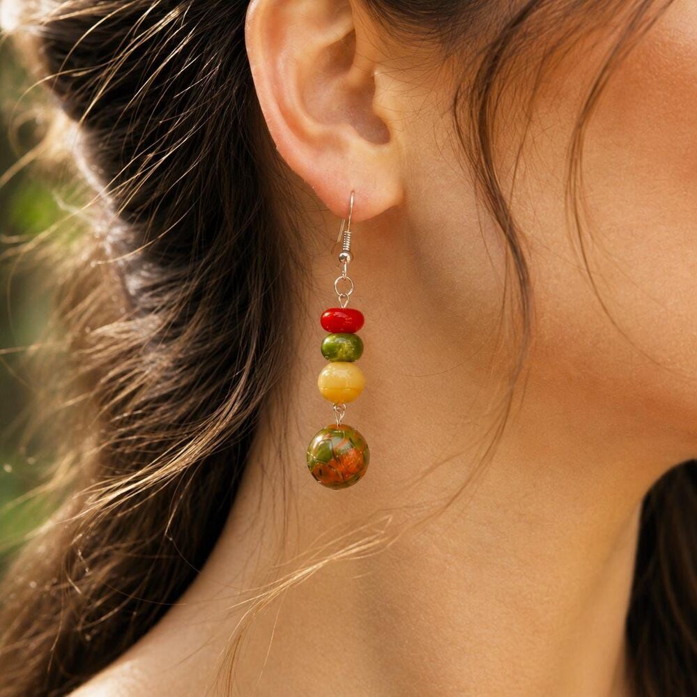 Woodland Gemstone Earrings: Carnelian, Tourmaline, & Unakite Dangles